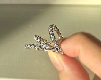 Sterling Silver Full Eternity Ring, Bezel ring, 2mm CZ Diamond stacker, silver ring, Stacking silver ring
