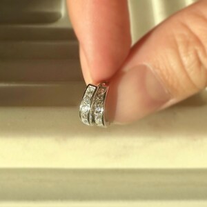 Thick CZ Huggie Hoops 3mm, Bold Huggies, Thick Pave Huggie, Thick Diamond Huggie, 14k Gold Plated Earrings Sterling Silver image 11