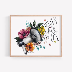 BLM Art Print - 8 x 10 Watercolor Print - Amplify Black Voices
