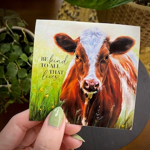 Autocollant végétalien en vinyle - Soyez gentil avec tout ce qui vit - Cow Art