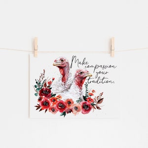 Vegan 5 x 7 Postcard Print - Make Compassion Your Tradition - Turquie Art