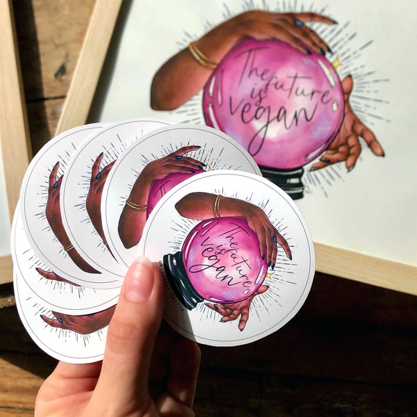 Vinyl Vegan Sticker - The Future is Vegan - Vegan Art - Witch Art
