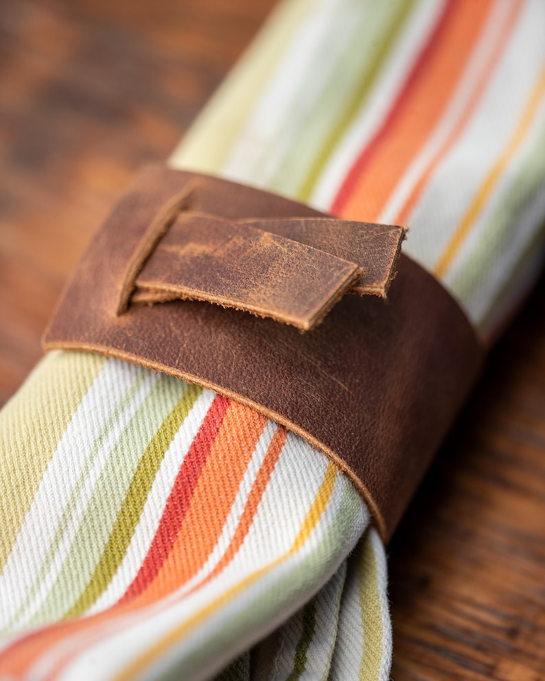 Leather Napkin Ring Medium Brown Etsy