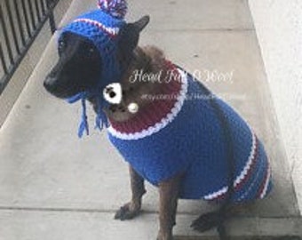 Large Dog Sweater with Hat|Custom made| Dog Sweater||L|XL|XXL|Dog Coat|Winter|Sweater,|Pet Sweater|Dog Coat|Knit|Crochet,Dog