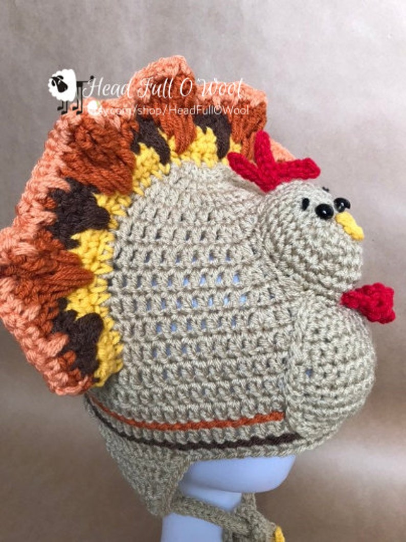 Turkey Hat gift Fall Hat Gift Crochet Halloween 5K Costume,Ski Hat Turkey Trot Winter Turkey Run Thanksgiving Ski Knit