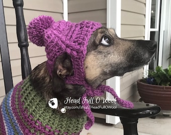 Chunky Dog Hat | Dog Hat with Ear Holes and Pom Pom |XS|Small|Medium| Winter Hat for Dog | Dog Clothe | Dog | Hat