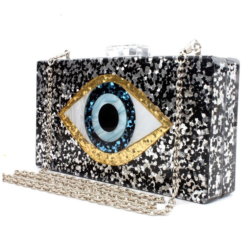 Blackglitter Evil Eye Clutch Personalized With Monogram Etsy