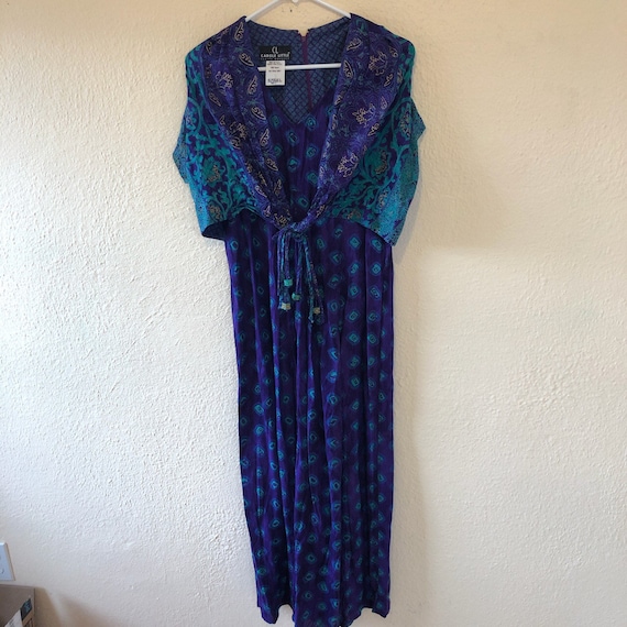 Vintage paisley floral rayon jumpsuit fits like M - image 1