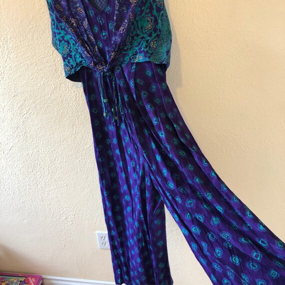 Vintage paisley floral rayon jumpsuit fits like M - image 2