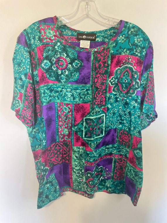 Vintage 90s paisley rayon blouse fits like M