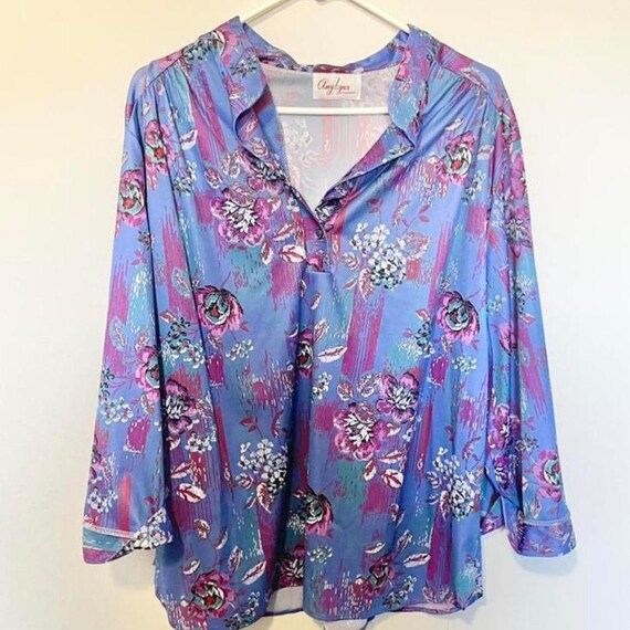 Vintage pastel floral 70s blouse fits like women’… - image 1