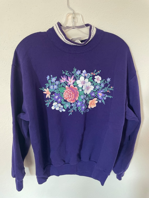 Vintage Morning Sun floral grandma sweater L