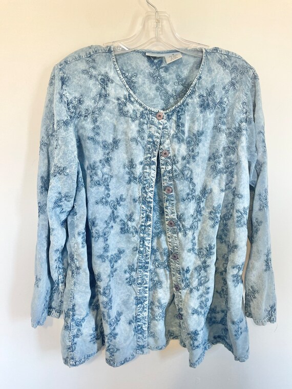 Vintage embroidered rayon hippie top fits like M
