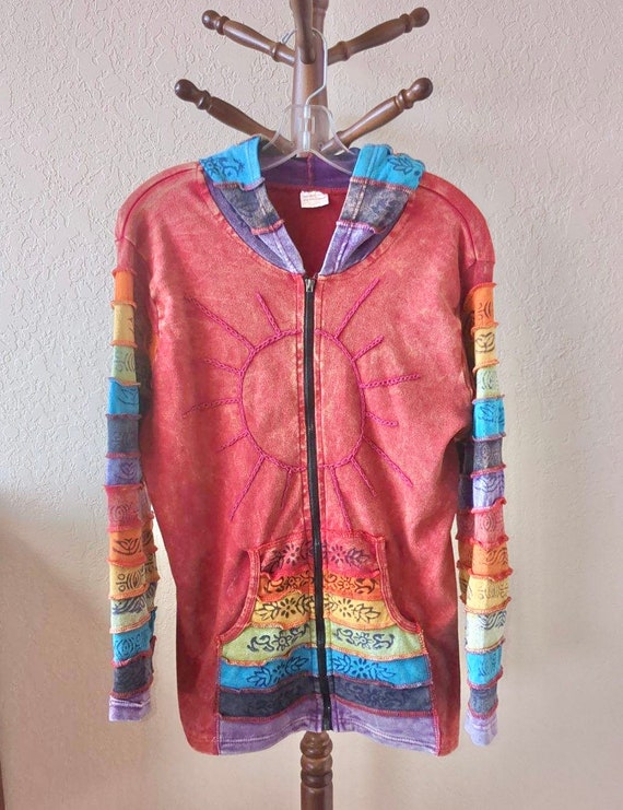 Vintage rainbow hippie sweatshirt fits like M - image 1