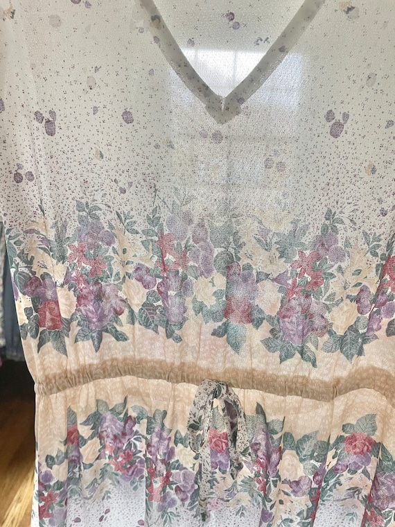 Vintage sheer floral dress fits like L - image 2