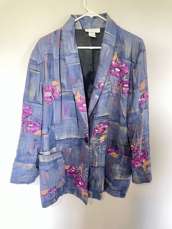 Vintage 90s abstract/floral blazer Women’s Petite… - image 1
