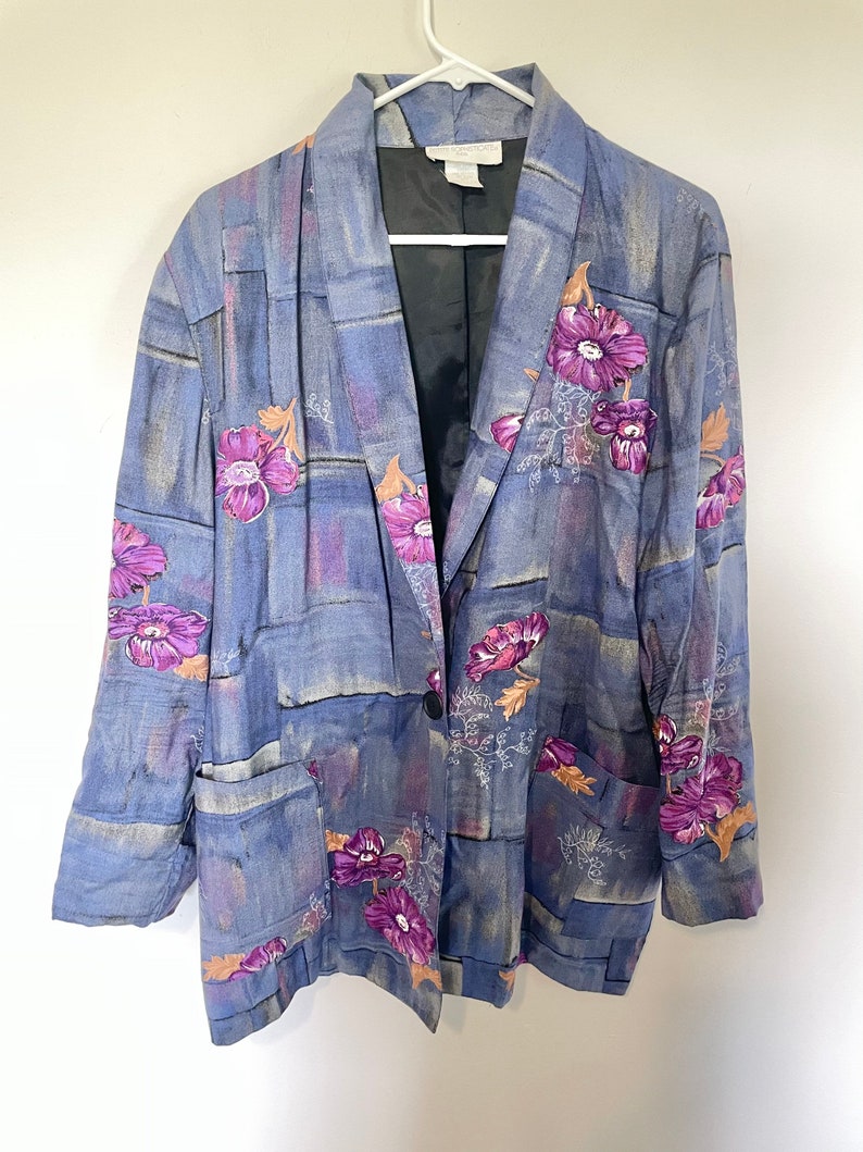 Vintage 90s abstract/floral blazer Womens Petite L image 1