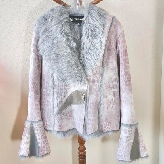 Vintage faux fur leopard print Penny Lane jacket … - image 1