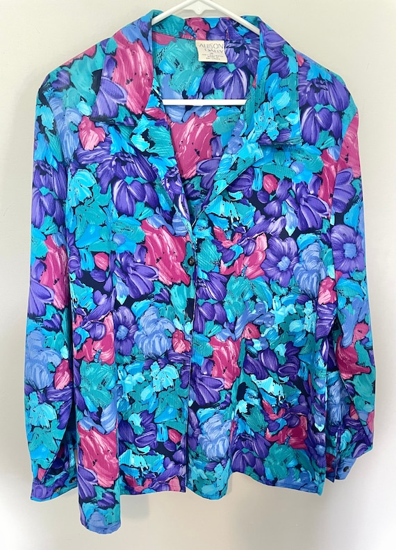 Vintage 90s Allison Daley floral button up fits li