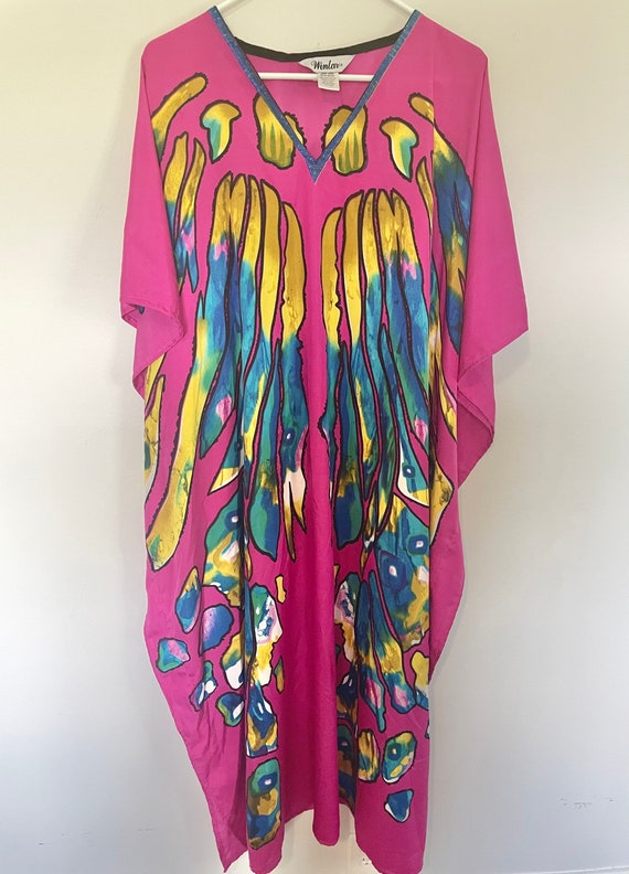 Vintage vibrant bird wings poncho One Size - image 1