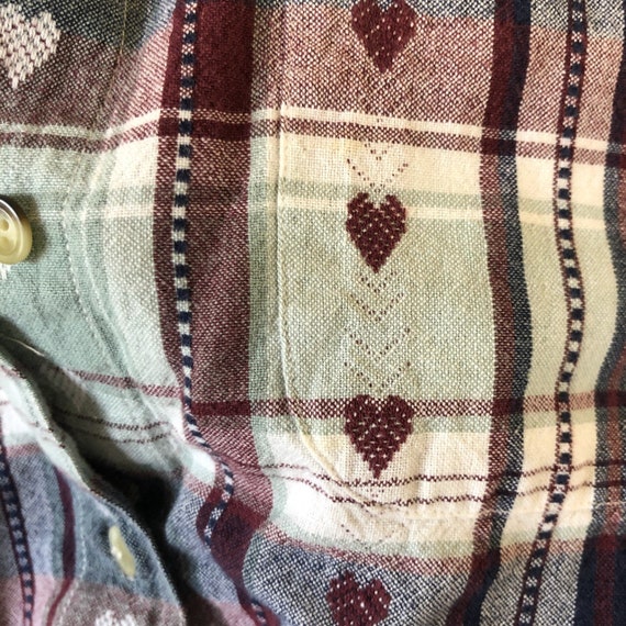 Vintage heart flannel crop top fits like women’s M - image 3
