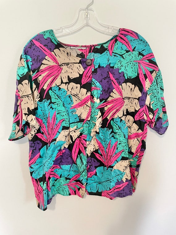 Vintage 90s monstera/floral print top - image 1