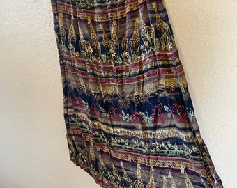 Vintage rayon giraffe print boho skirt L-XL