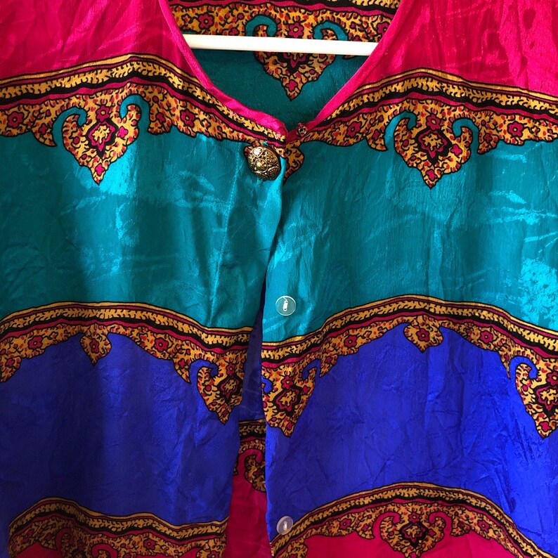 Vintage Adrianna Papell silk blouse fits like M