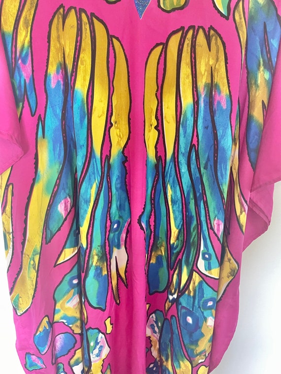 Vintage vibrant bird wings poncho One Size - image 2