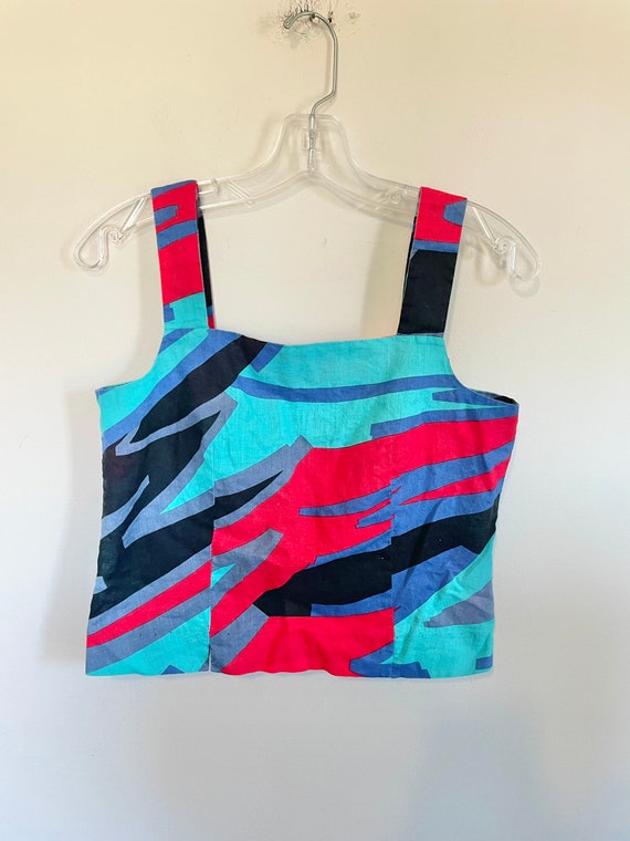 Vintage abstract crop tank top fits like XS