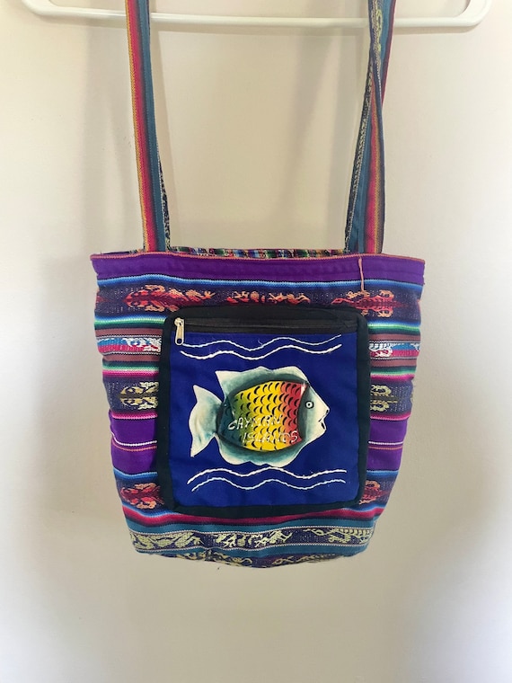 Vintage Cayman Islands hand-painted fish purse - image 1