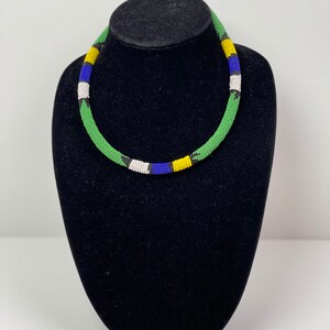 Green Multicolor Single Beaded Necklace