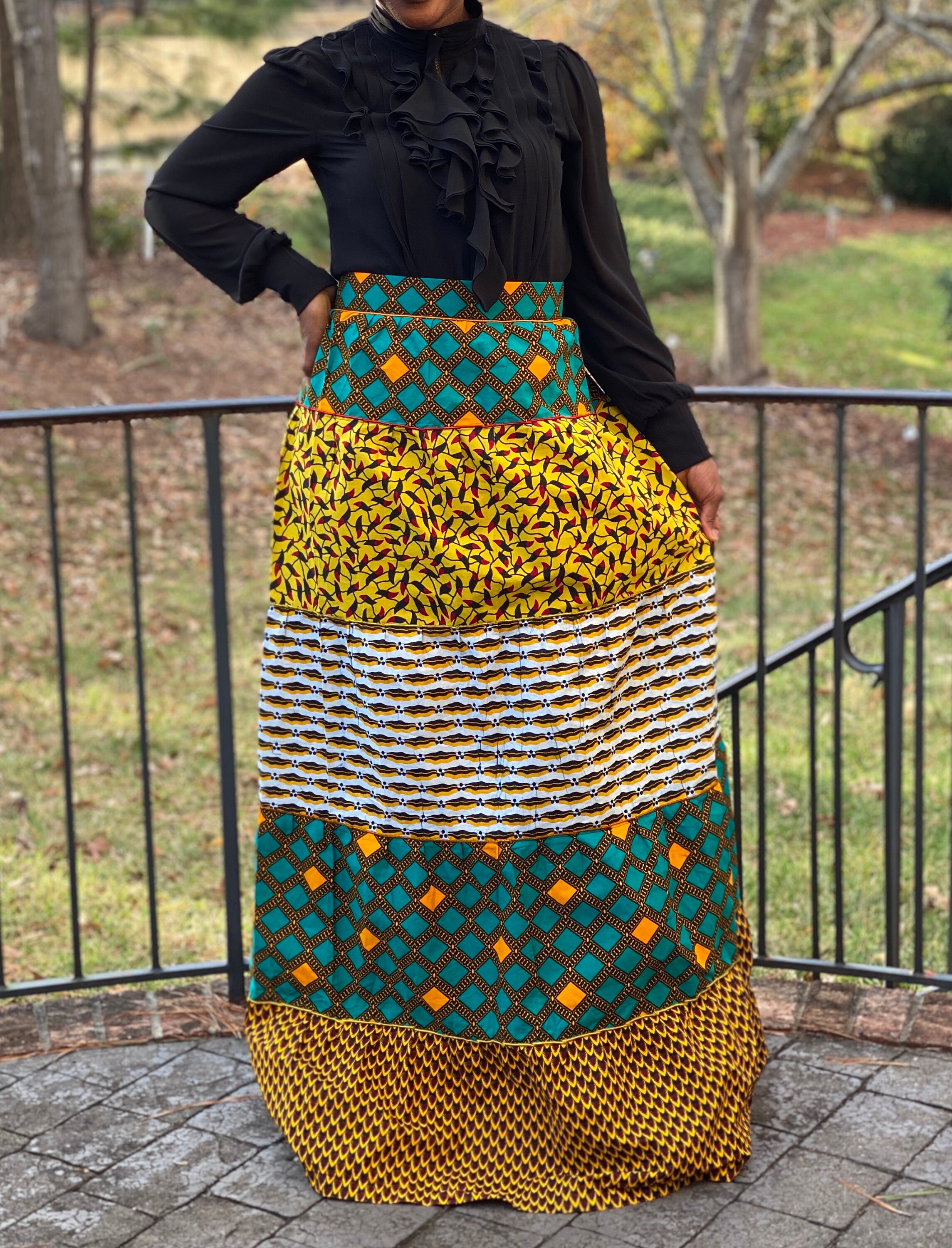 African Print Ankara Patchwork Maxi Skirt - Etsy