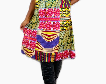 African print Ankara Mixed Print  Oversized MIDI  Shirt Dress