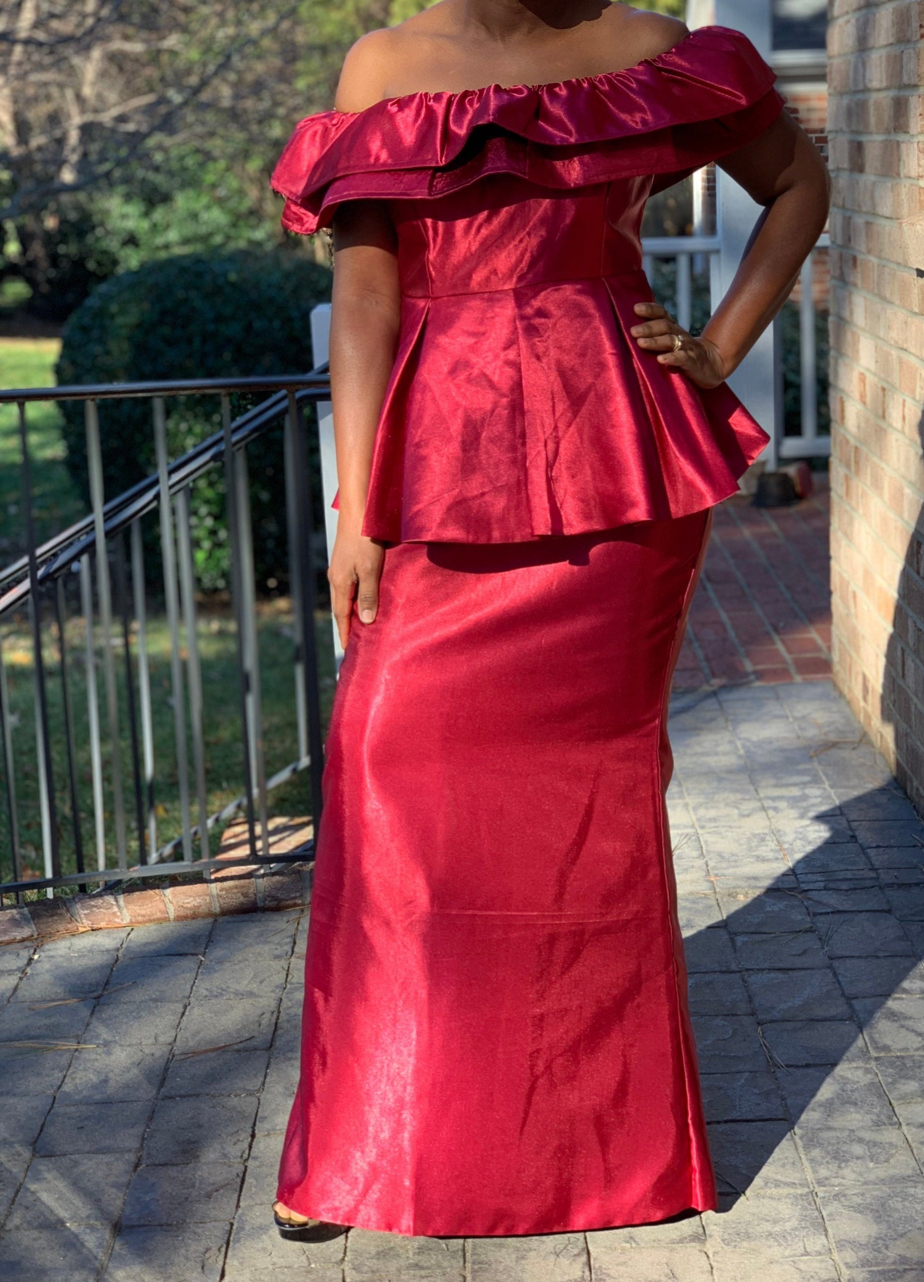 strapless open back dress Etsy- Halter Neck Dress (RED) – mynomad main image 0