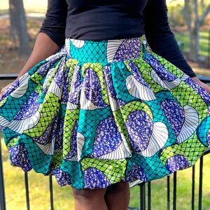 African Print Ankara  Multicolor Mini Bubble Skirt