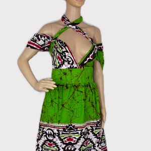 Green African Print Ankara Multicolor Bohemian  Infinity Midi Dress