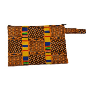 Custodia per iPod imbottita con stampa africana multicolore arancione Ankara fatta a mano Boho Tribal Print/Borsa da donna/Borse per cosmetici