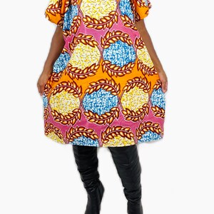 Afrikanischer Print Ankara Oversized Boho MIDI Shirt Kleid