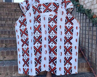 African Print Ankara Tribal Print Brown and White Multicolor Kaftan Maxi Dress