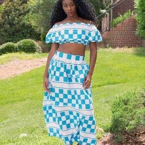 Ankara Maxi Skirt and Off Shoulder Crop Top