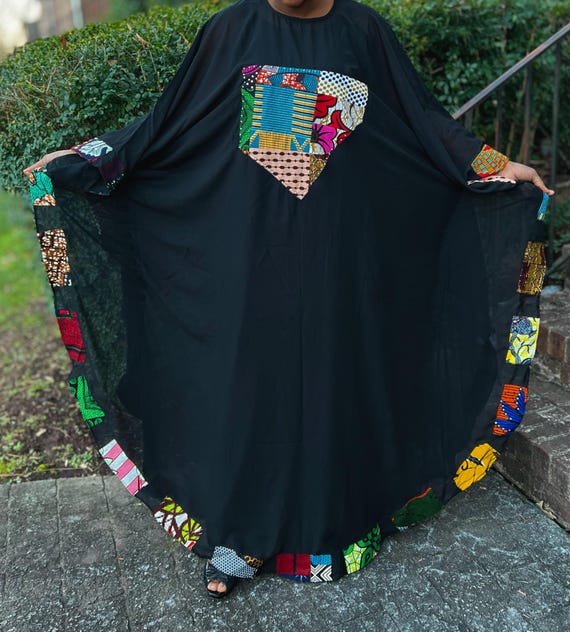 Two Piece Chiffon Kaftan With Multicolor Vibrant African Print