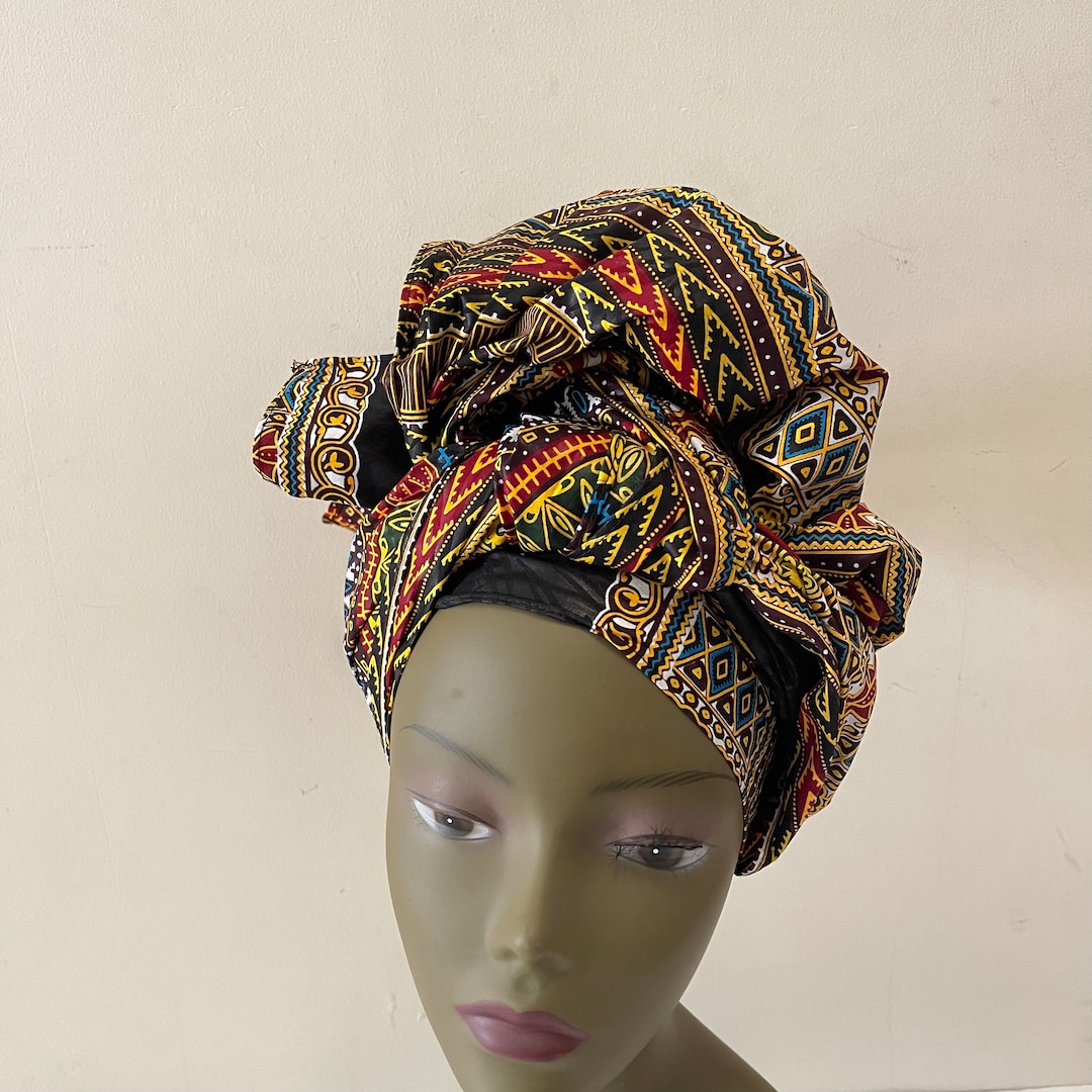 African Print Ankara Black Dashiki Multicolor Head Wrap - Etsy display picture 3
