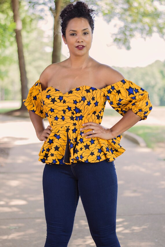 latest ankara off shoulder peplum tops