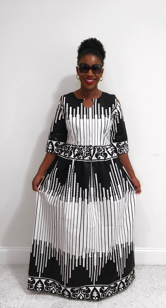 black and white ankara dress