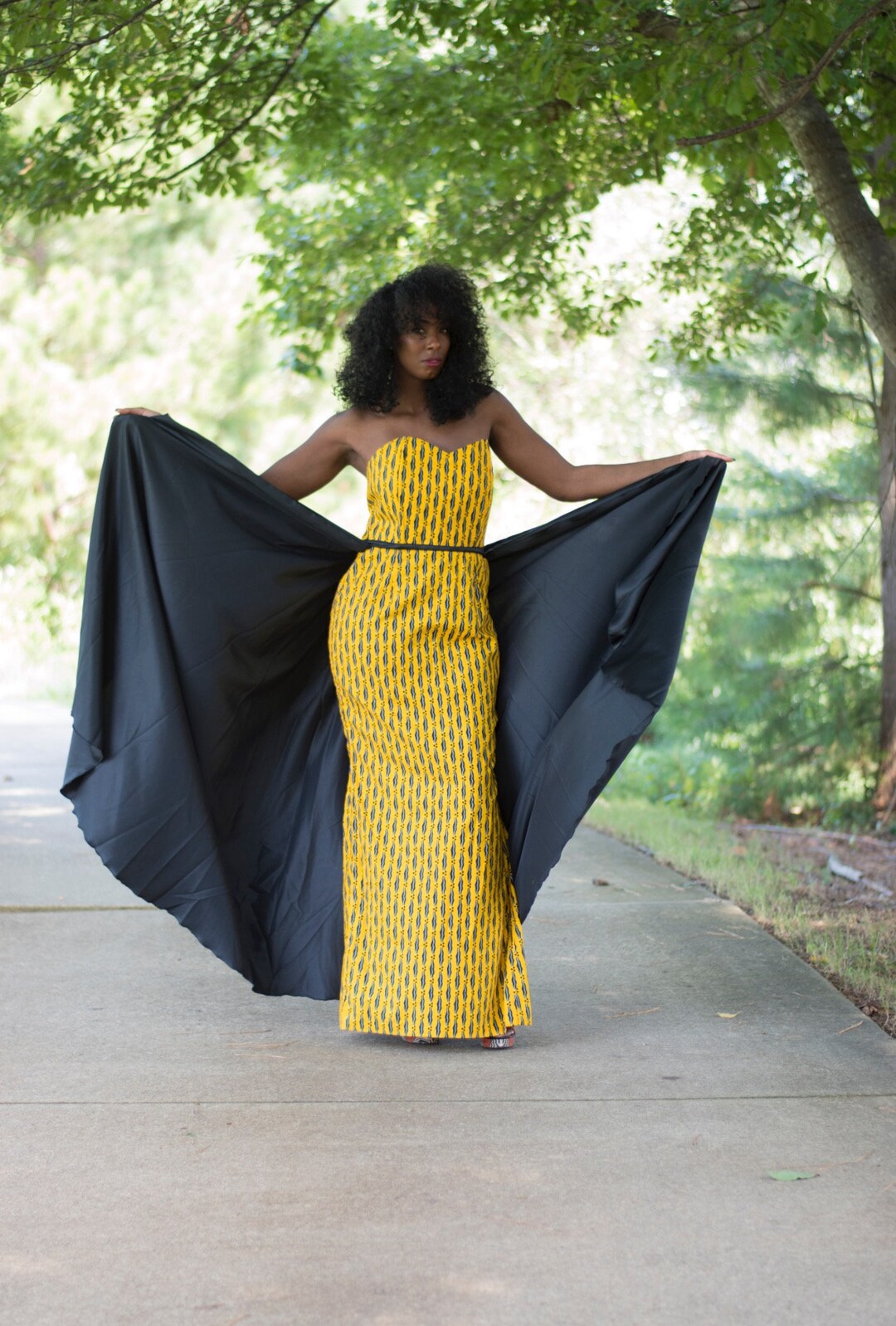 yellow and black dress combination Elegant stylish African Print Ankara Strapless Dynasty Hot Pink Slinky BRIDE EXPLORE Custom Wedding Dresses \ud83d\udc57 Buy black and yellow Size:4-5 Yrs