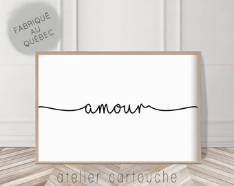 Amour handwritten Love print, french word, amour print, Scandinavian love quote, wedding gift, modern love quote, love poster, minimalist
