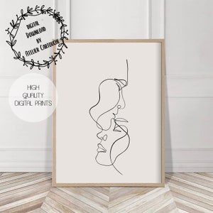 Couple one line Poster, Abstract art, one line art, abstract poster, modern art, Scandinavian art, Home Decor, Wall Art, Minimal Home Decor