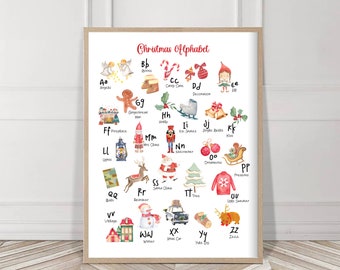 Christmas Alphabet Print, Christmas Decor, Christmas Download, Christmas Print, Christmas decoration, Holiday Decor, xmas printable, Scandi