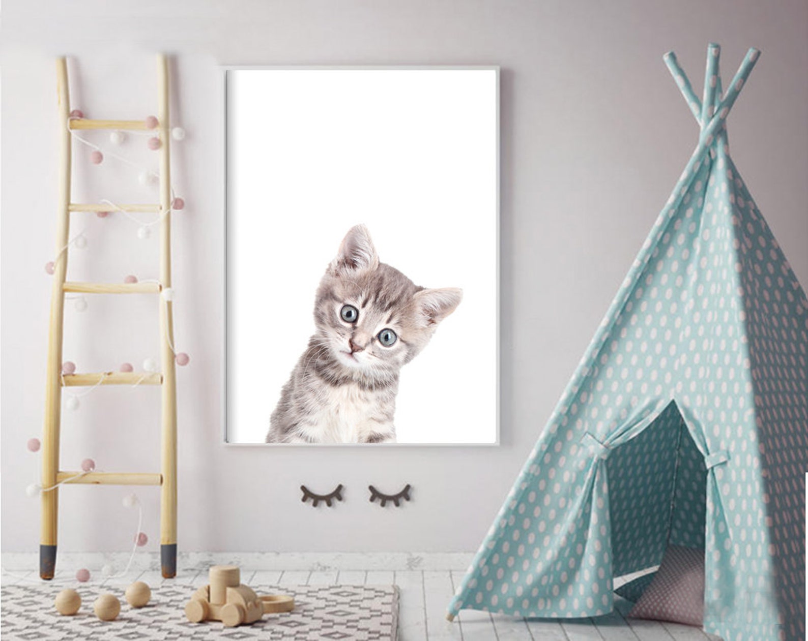 Kitten Print Baby Kitten Nursery Decor Baby Animal Kids Etsy